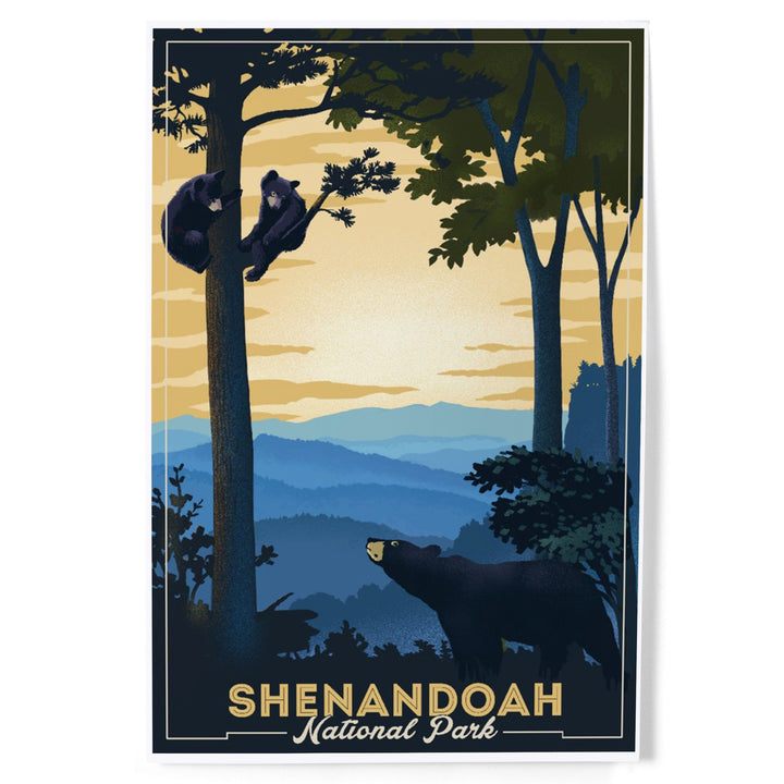 Shenandoah National Park, Black Bears, Lithograph, Art & Giclee Prints Art Lantern Press