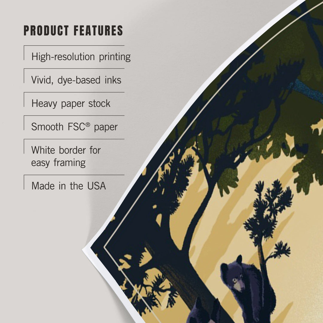Shenandoah National Park, Black Bears, Lithograph, Art & Giclee Prints Art Lantern Press