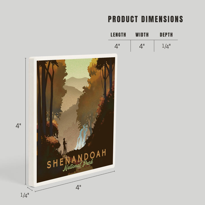 Shenandoah National Park, Falls, Lithograph, Coasters Coasters Lantern Press