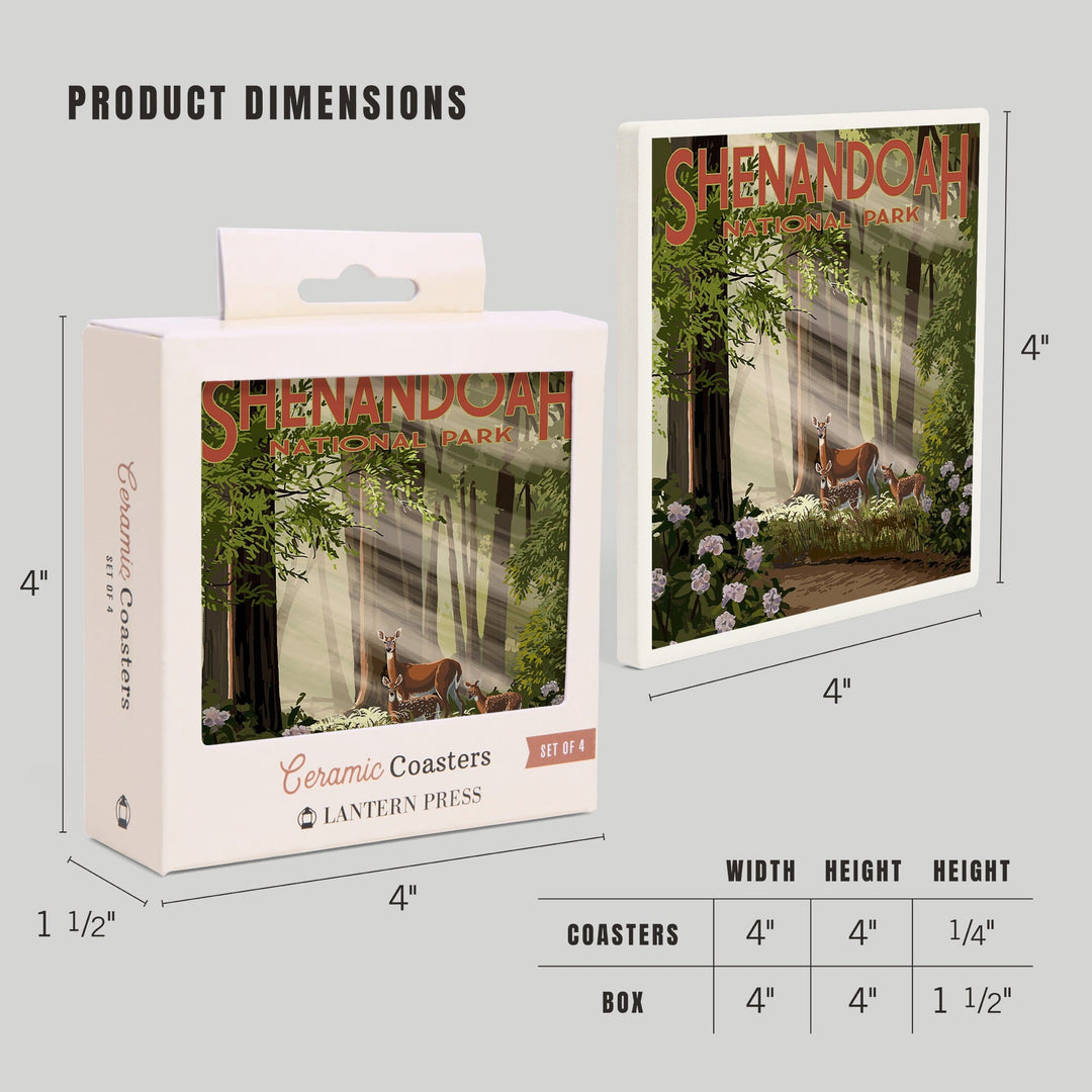 Shenandoah National Park, Virginia, Deer and Fawns, Coasters Coasters Lantern Press