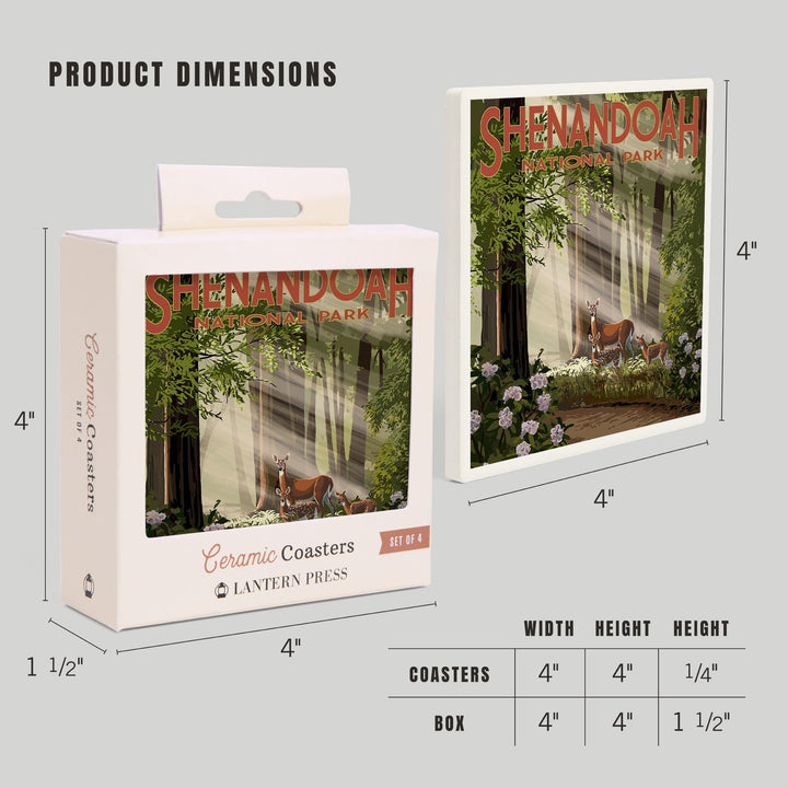 Shenandoah National Park, Virginia, Deer and Fawns, Coasters Coasters Lantern Press