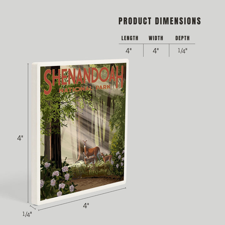 Shenandoah National Park, Virginia, Deer and Fawns, Coasters Coasters Lantern Press