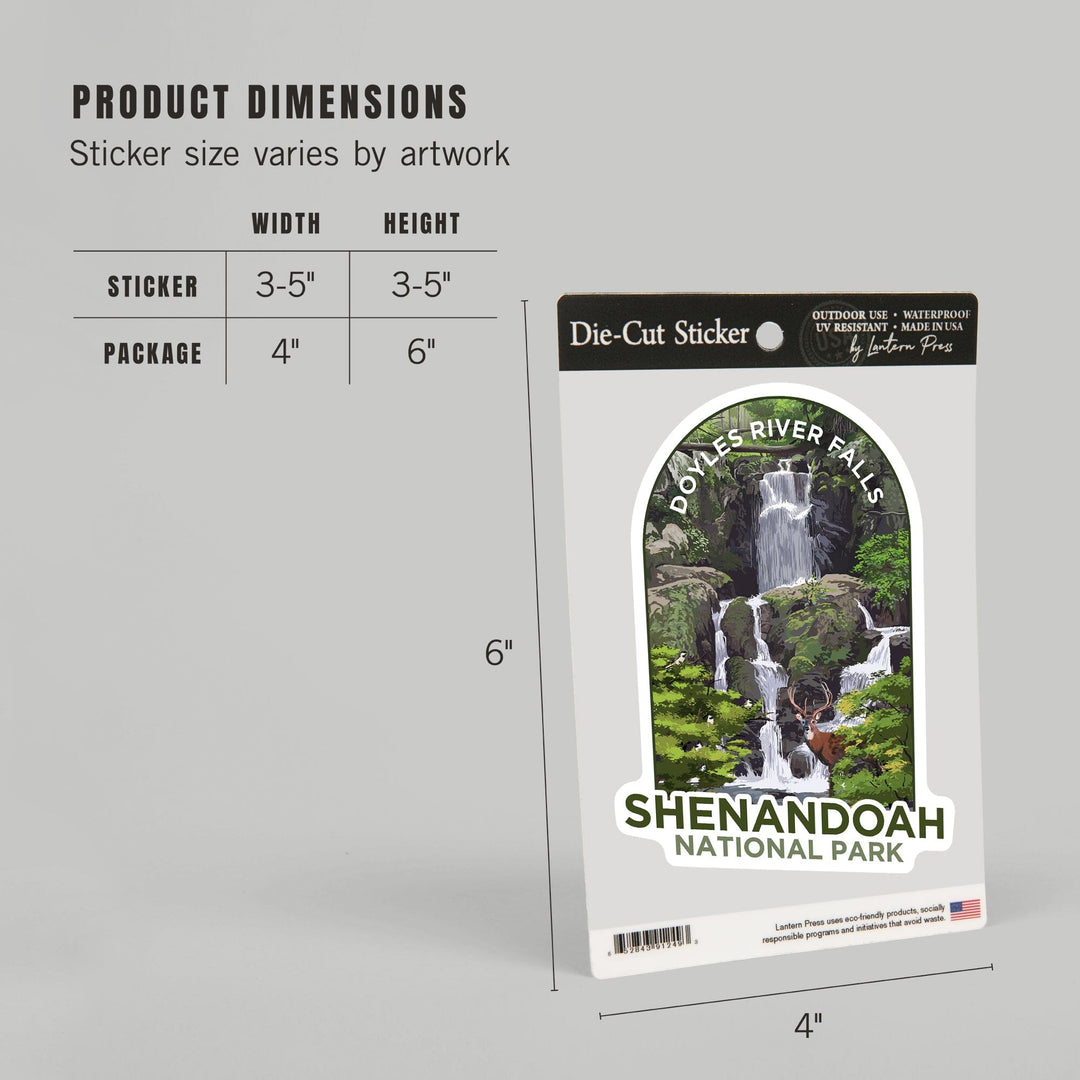 Shenandoah National Park, Virginia, Doyles River Falls, Contour, Lantern Press Artwork, Vinyl Sticker Sticker Lantern Press