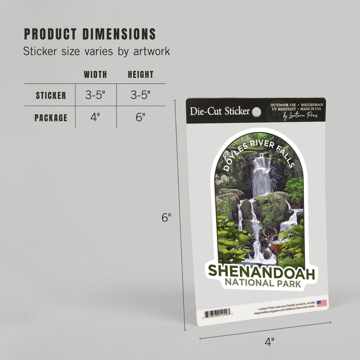Shenandoah National Park, Virginia, Doyles River Falls, Contour, Lantern Press Artwork, Vinyl Sticker Sticker Lantern Press