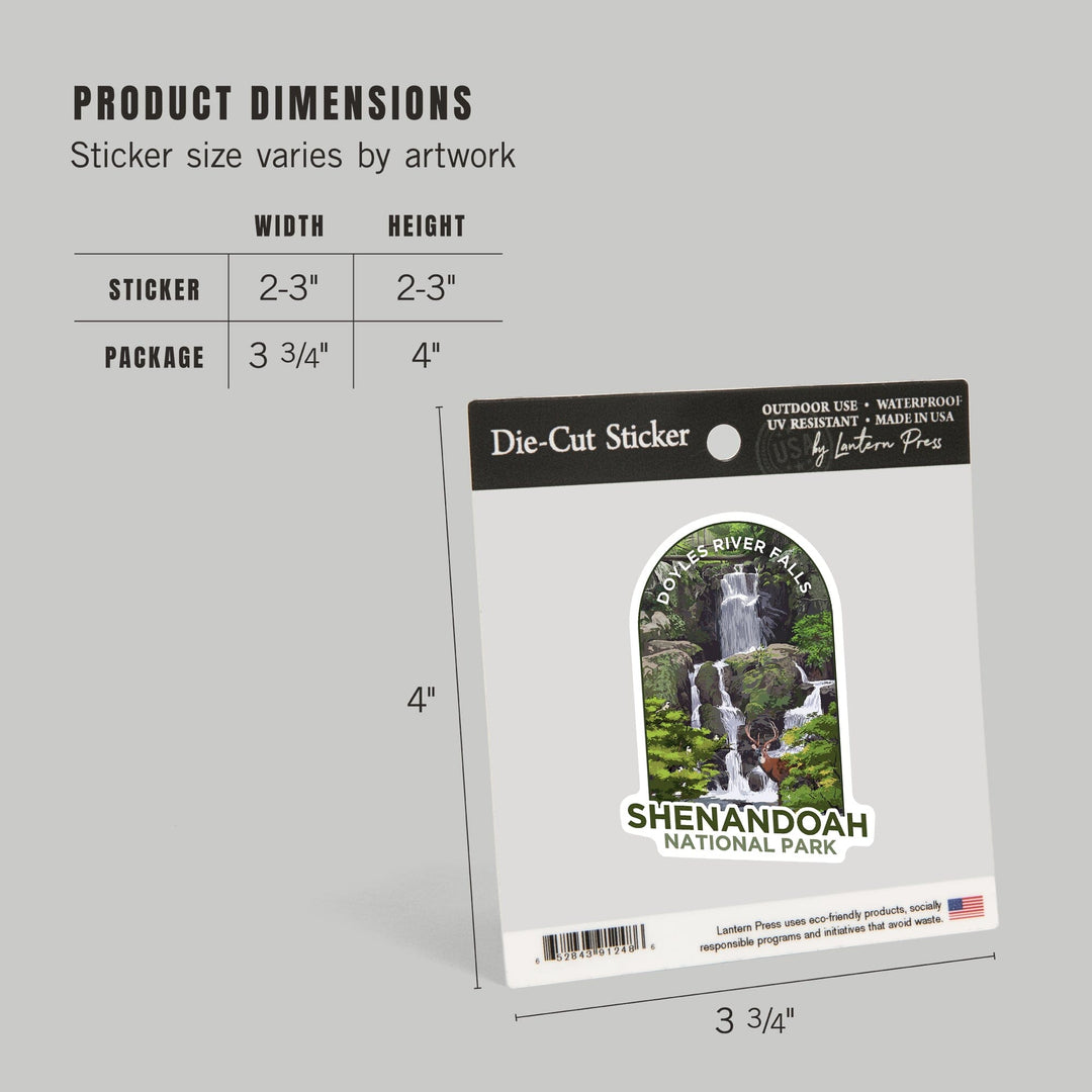 Shenandoah National Park, Virginia, Doyles River Falls, Contour, Lantern Press Artwork, Vinyl Sticker Sticker Lantern Press