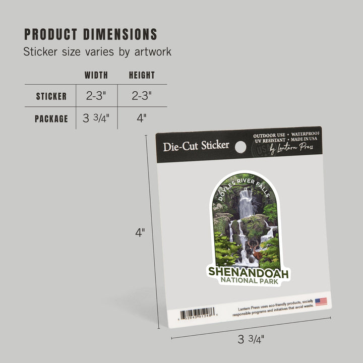 Shenandoah National Park, Virginia, Doyles River Falls, Contour, Lantern Press Artwork, Vinyl Sticker Sticker Lantern Press