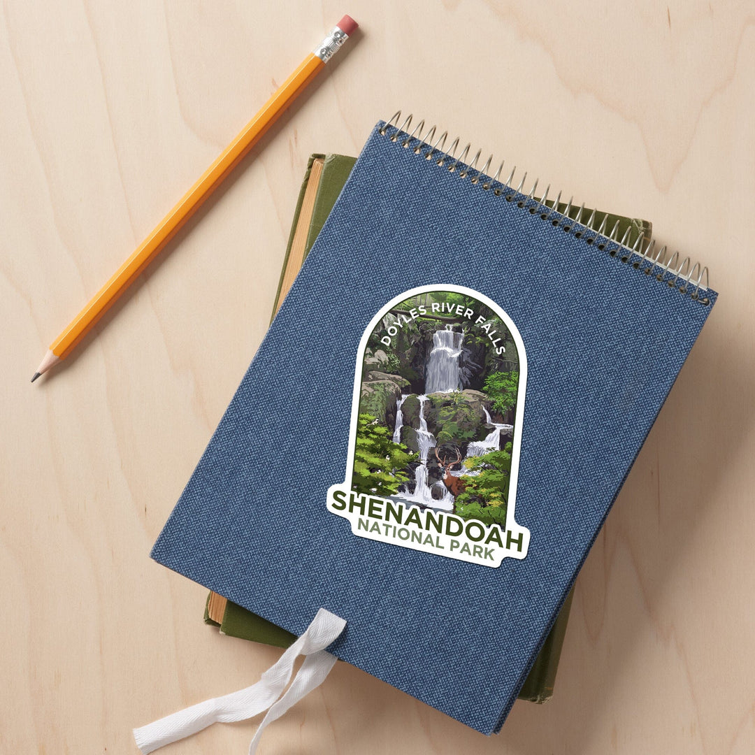 Shenandoah National Park, Virginia, Doyles River Falls, Contour, Lantern Press Artwork, Vinyl Sticker Sticker Lantern Press