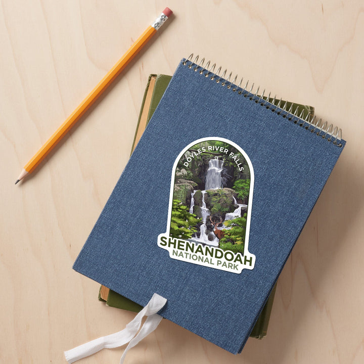 Shenandoah National Park, Virginia, Doyles River Falls, Contour, Lantern Press Artwork, Vinyl Sticker Sticker Lantern Press