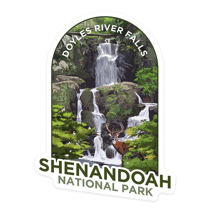 Shenandoah National Park, Virginia, Doyles River Falls, Contour, Lantern Press Artwork, Vinyl Sticker Sticker Lantern Press