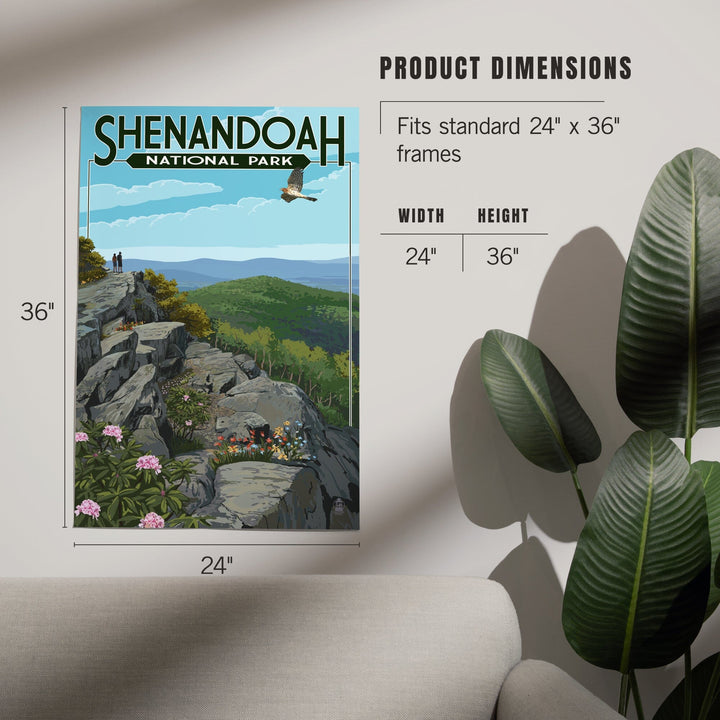 Shenandoah National Park, Virginia, Hikers and Hawk, Art & Giclee Prints Art Lantern Press
