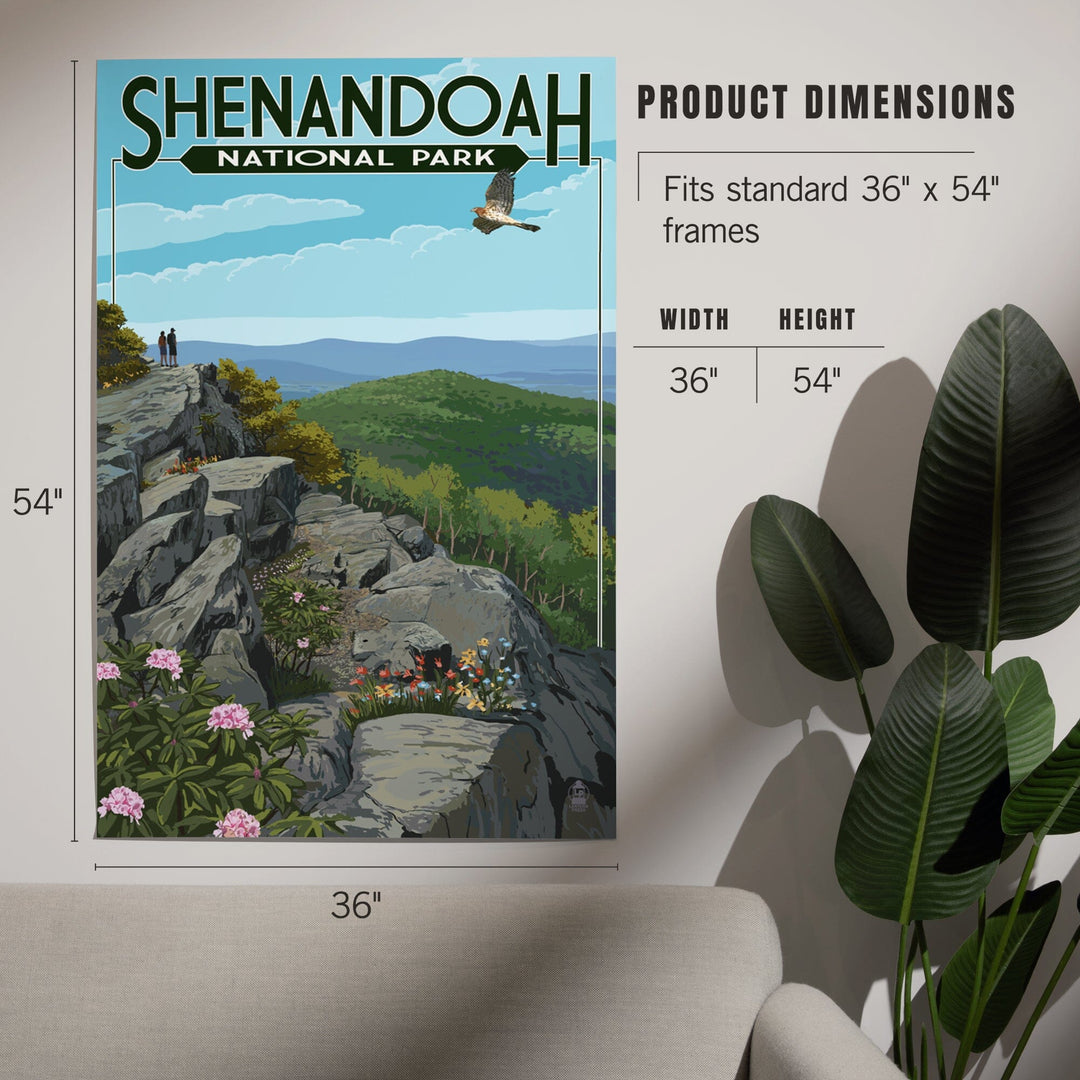 Shenandoah National Park, Virginia, Hikers and Hawk, Art & Giclee Prints Art Lantern Press