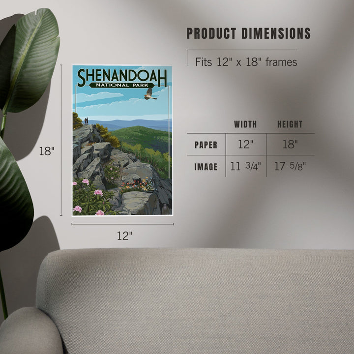 Shenandoah National Park, Virginia, Hikers and Hawk, Art & Giclee Prints Art Lantern Press