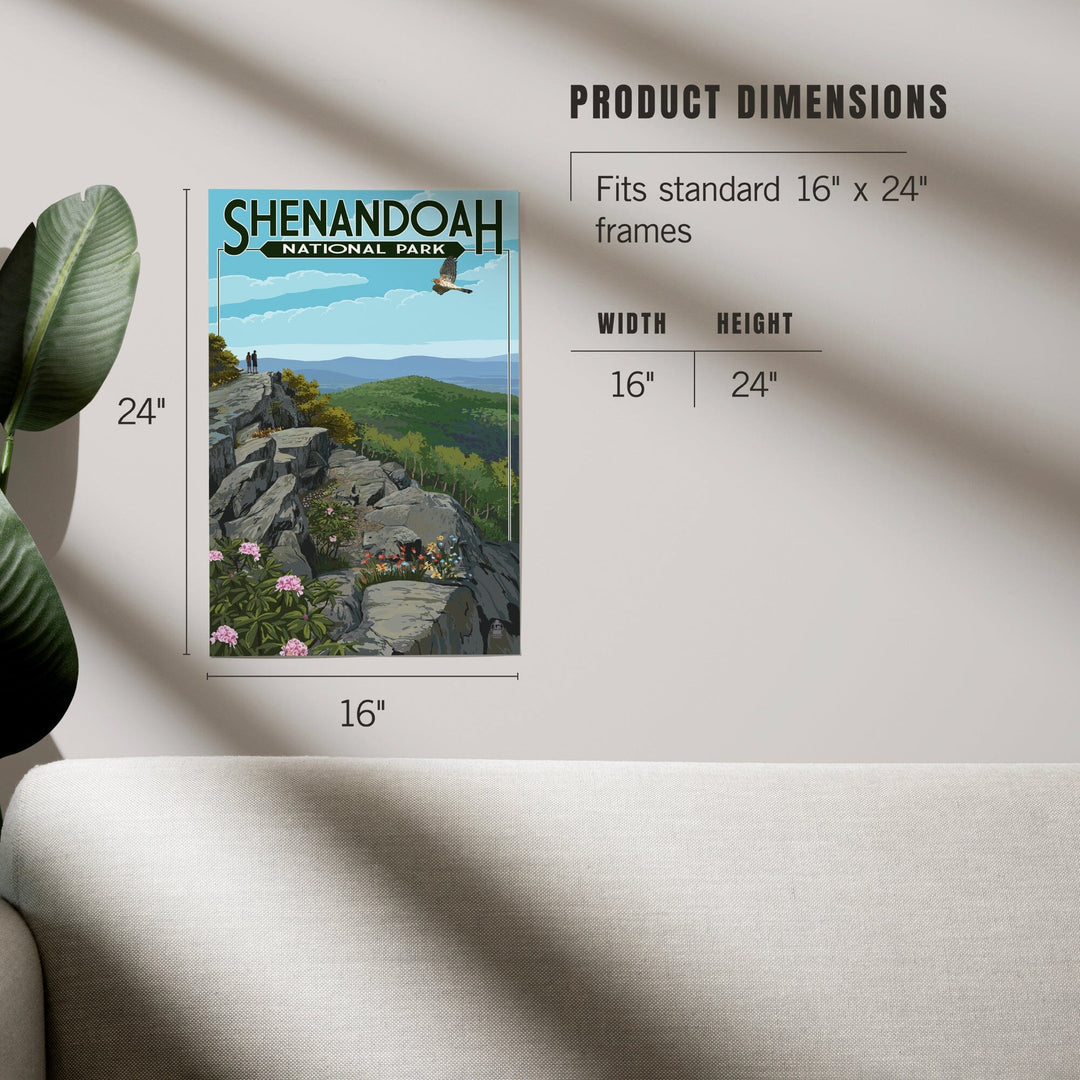Shenandoah National Park, Virginia, Hikers and Hawk, Art & Giclee Prints Art Lantern Press