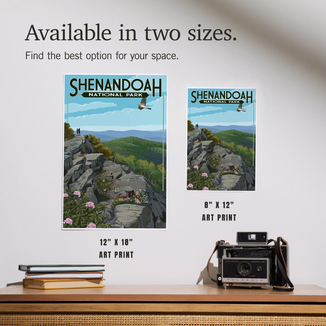 Shenandoah National Park, Virginia, Hikers and Hawk, Art & Giclee Prints Art Lantern Press 