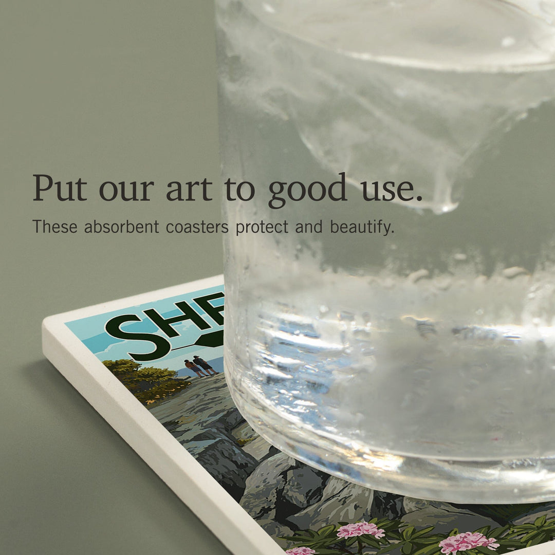 Shenandoah National Park, Virginia, Hikers and Hawk, Coasters Coasters Lantern Press