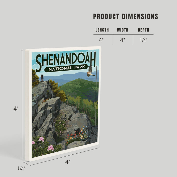 Shenandoah National Park, Virginia, Hikers and Hawk, Coasters Coasters Lantern Press