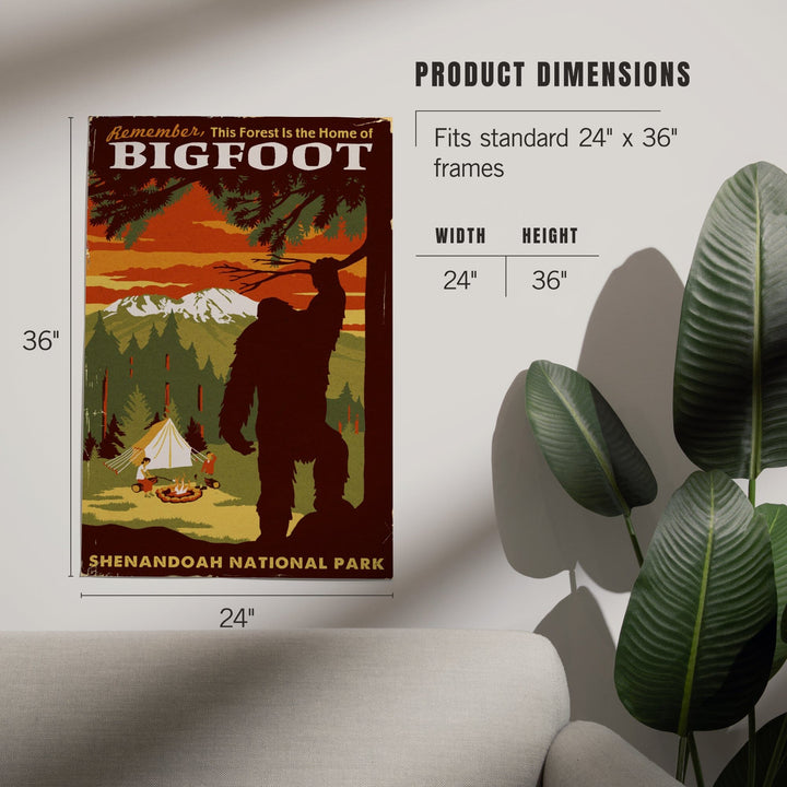 Shenandoah National Park, Virginia, Home of Bigfoot, Art & Giclee Prints Art Lantern Press