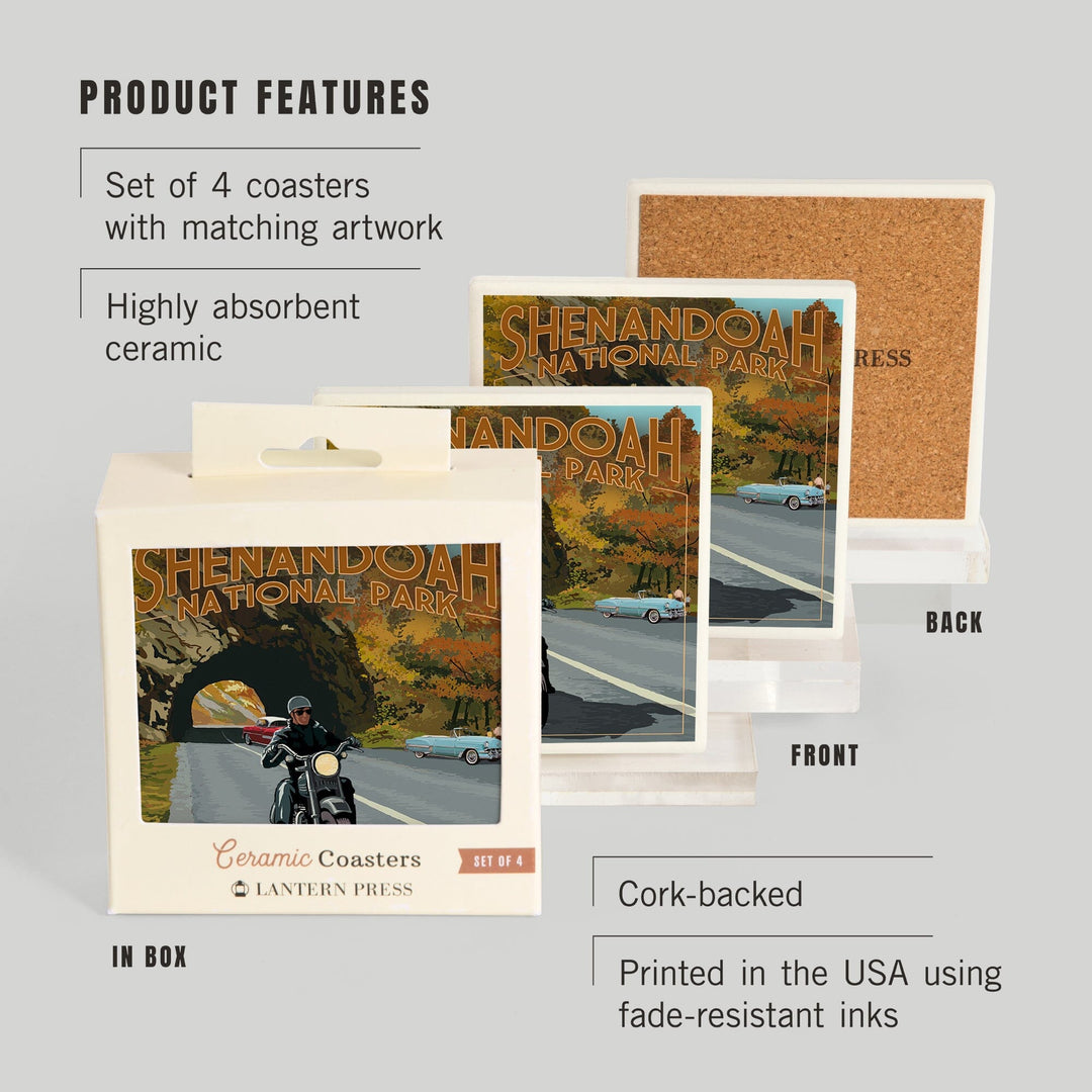 Shenandoah National Park, Virginia, Marys Rock Tunnel Motorcycle, Coasters Coasters Lantern Press