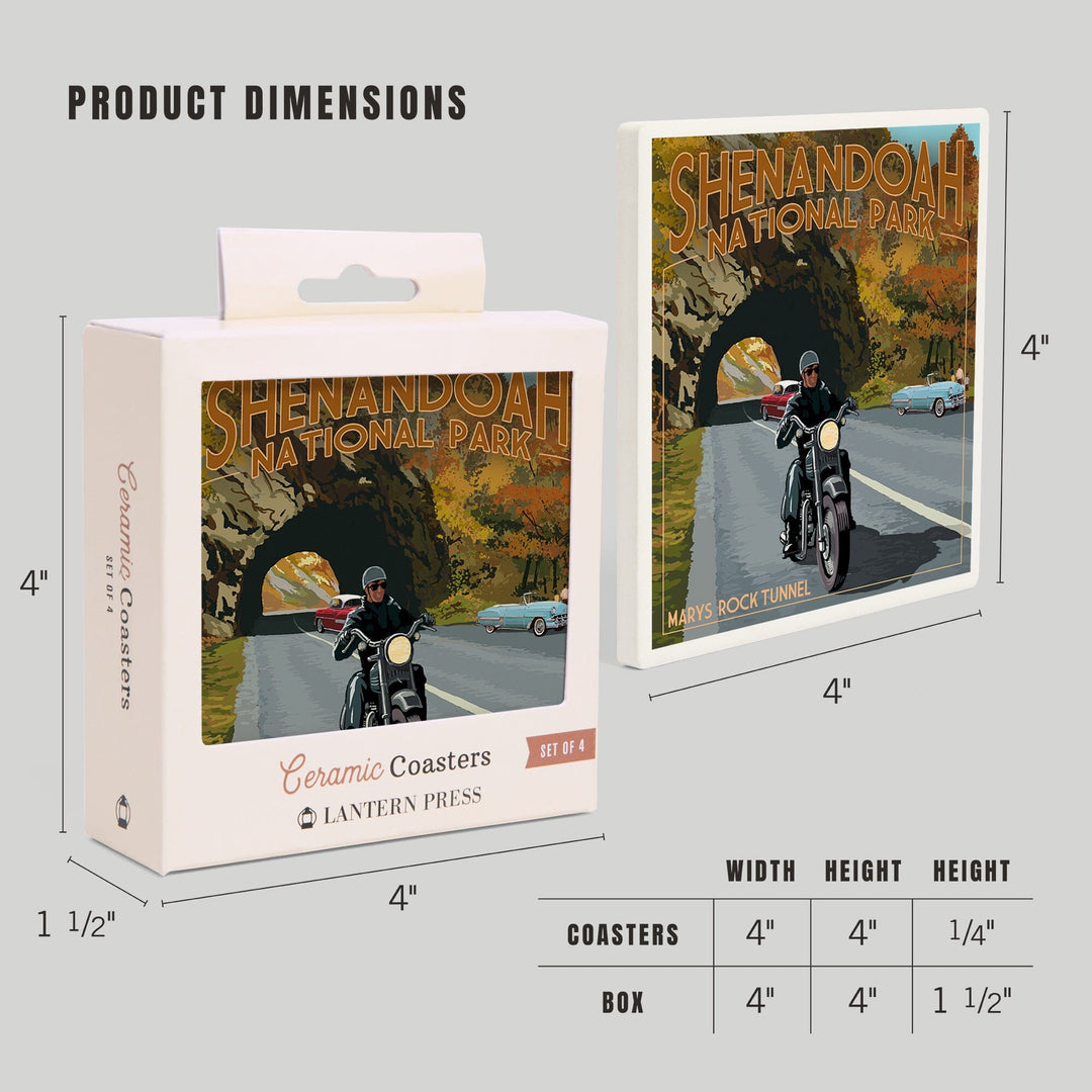Shenandoah National Park, Virginia, Marys Rock Tunnel Motorcycle, Coasters Coasters Lantern Press