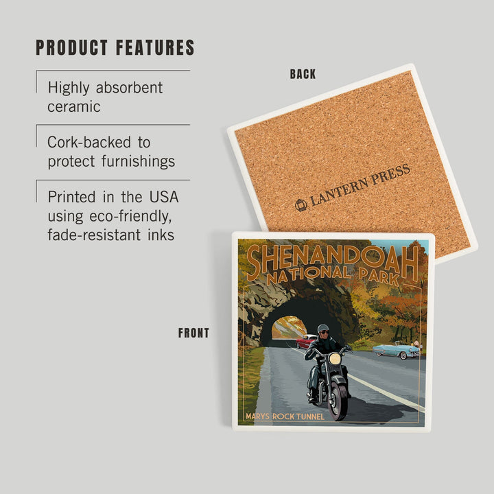 Shenandoah National Park, Virginia, Marys Rock Tunnel Motorcycle, Coasters Coasters Lantern Press