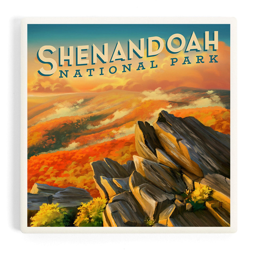Shenandoah National Park, Virginia, Oil Painting, Coasters Coasters Lantern Press Coaster