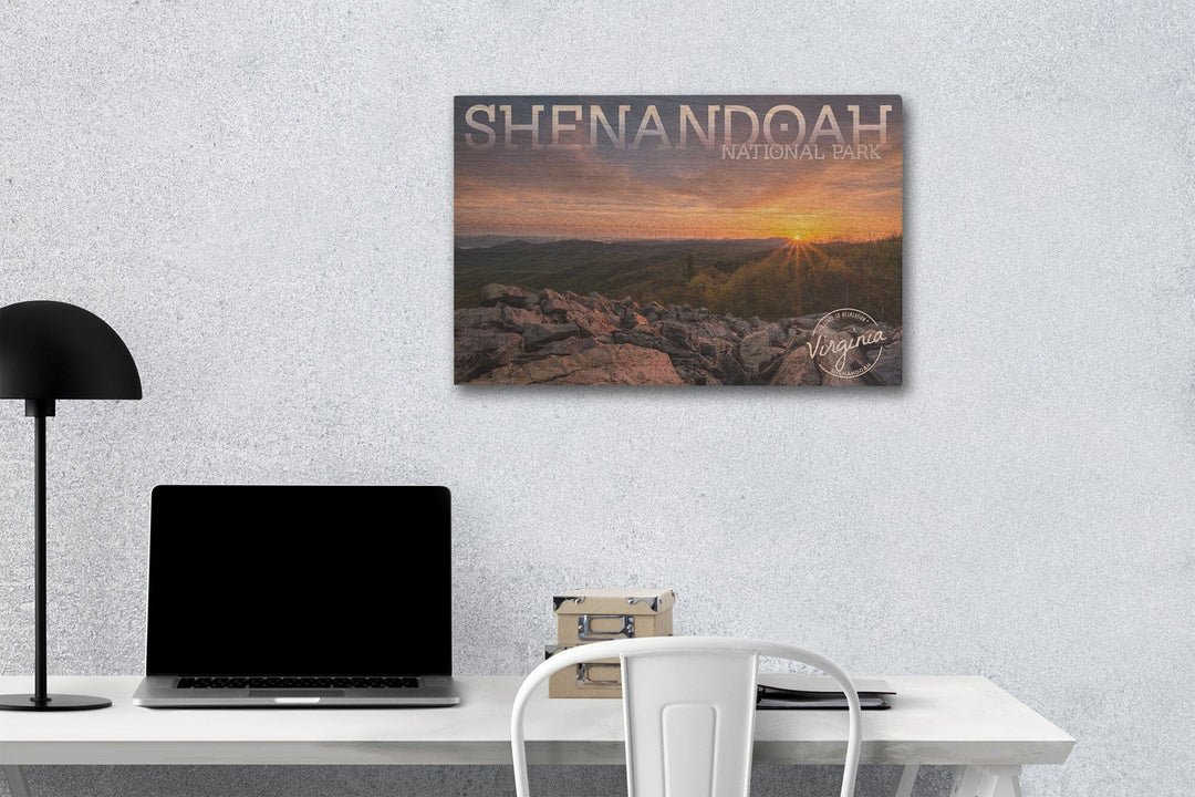 Shenandoah National Park, Virginia, Purple Sunset, Lantern Press Photography, Wood Signs and Postcards Wood Lantern Press 12 x 18 Wood Gallery Print