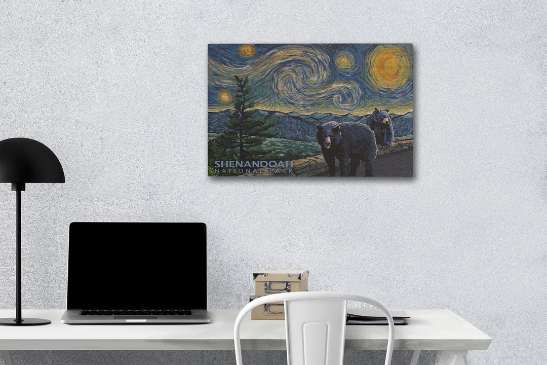 Shenandoah National Park, Virginia, Starry Night National Park Series, Lantern Press Artwork, Wood Signs and Postcards Wood Lantern Press 12 x 18 Wood Gallery Print