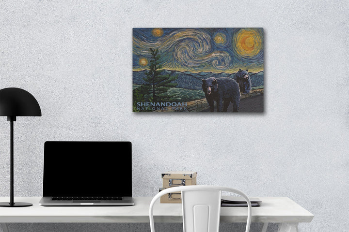 Shenandoah National Park, Virginia, Starry Night National Park Series, Lantern Press Artwork, Wood Signs and Postcards Wood Lantern Press 12 x 18 Wood Gallery Print