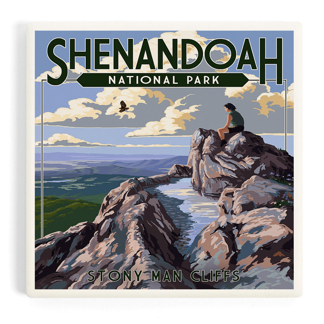 Shenandoah National Park, Virginia, Stony Man Cliffs View, Coasters Coasters Lantern Press Coaster