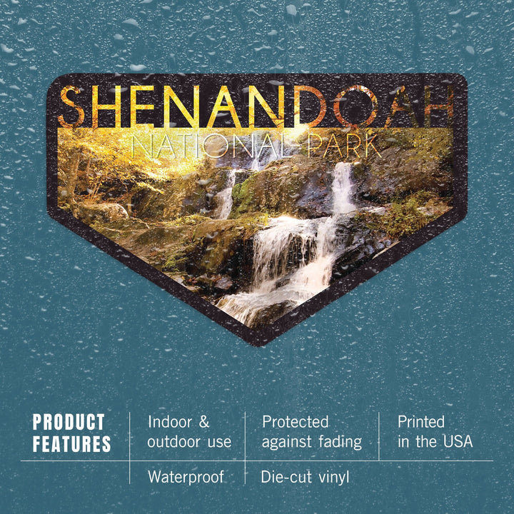 Shenandoah National Park, Virginia, Waterfall & Fall Leaves, Contour, Lantern Press Photography, Vinyl Sticker Sticker Lantern Press