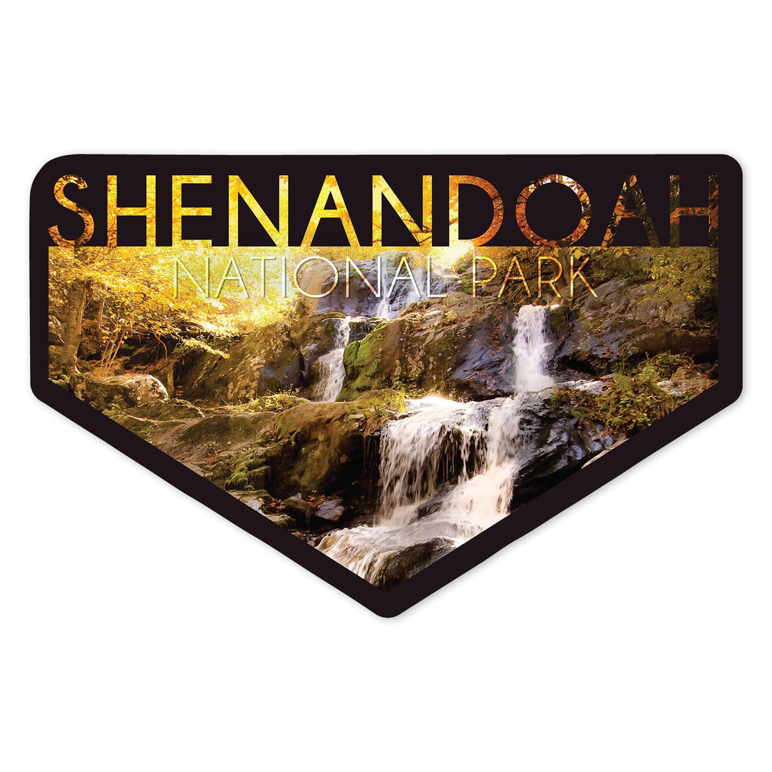 Shenandoah National Park, Virginia, Waterfall & Fall Leaves, Contour, Lantern Press Photography, Vinyl Sticker Sticker Lantern Press