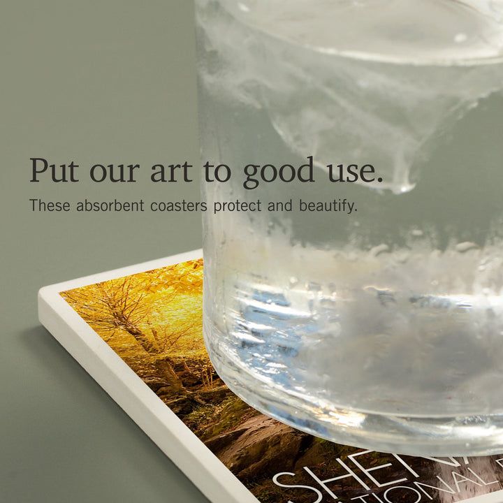 Shenandoah National Park, Virginia, Waterfall in Autumn, Coasters Coasters Lantern Press