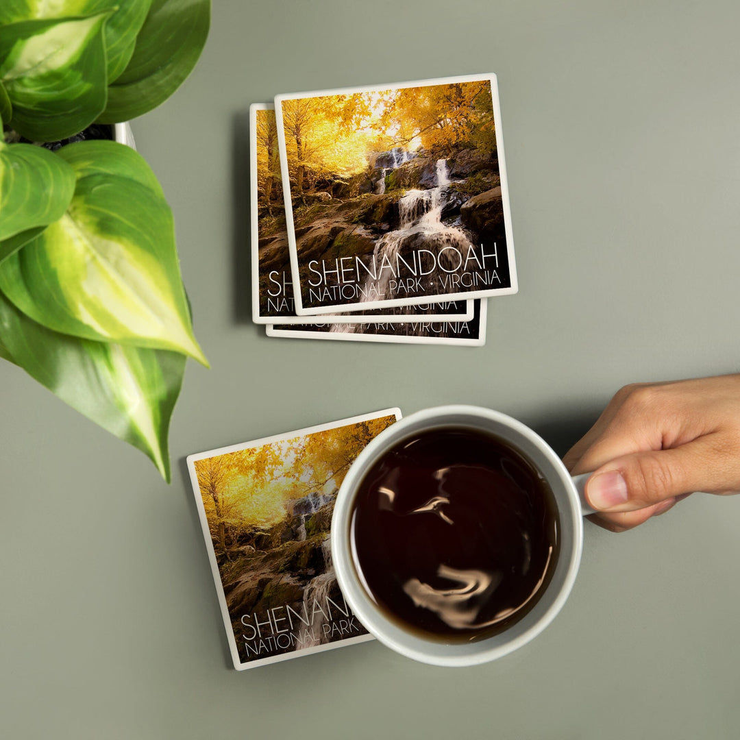 Shenandoah National Park, Virginia, Waterfall in Autumn, Coasters Coasters Lantern Press