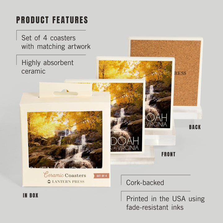 Shenandoah National Park, Virginia, Waterfall in Autumn, Coasters Coasters Lantern Press