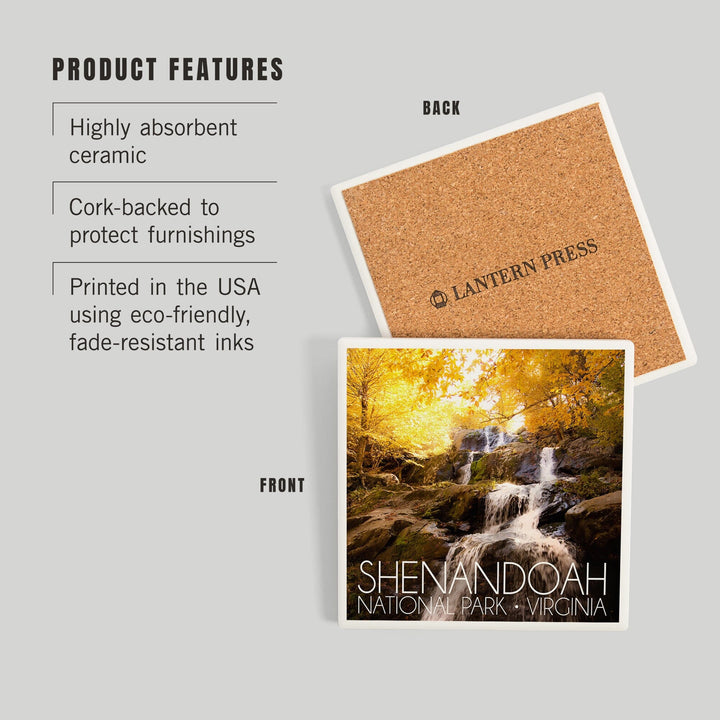 Shenandoah National Park, Virginia, Waterfall in Autumn, Coasters Coasters Lantern Press