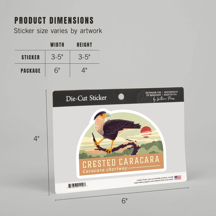 Shorebirds at Sunset Collection, Crested Caracara, Bird, Contour, Vinyl Sticker Sticker Lantern Press
