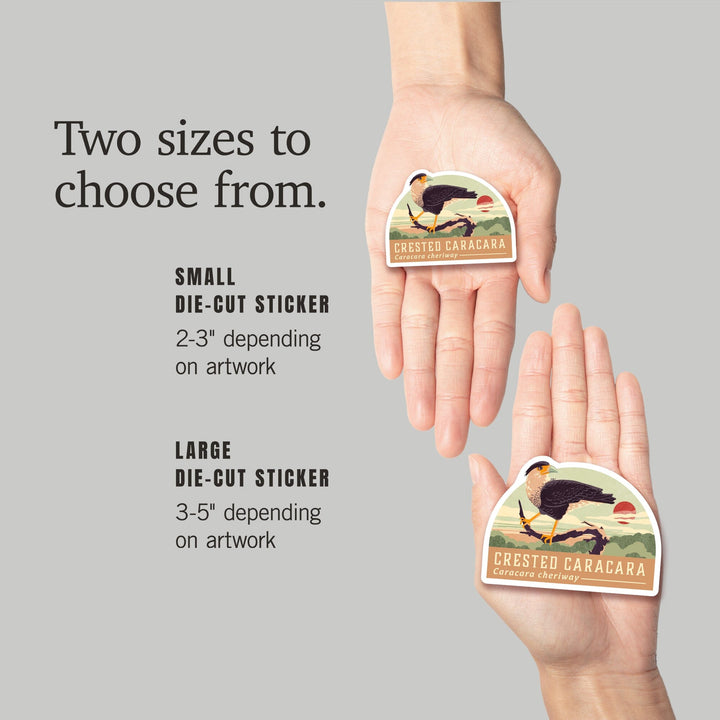 Shorebirds at Sunset Collection, Crested Caracara, Bird, Contour, Vinyl Sticker Sticker Lantern Press