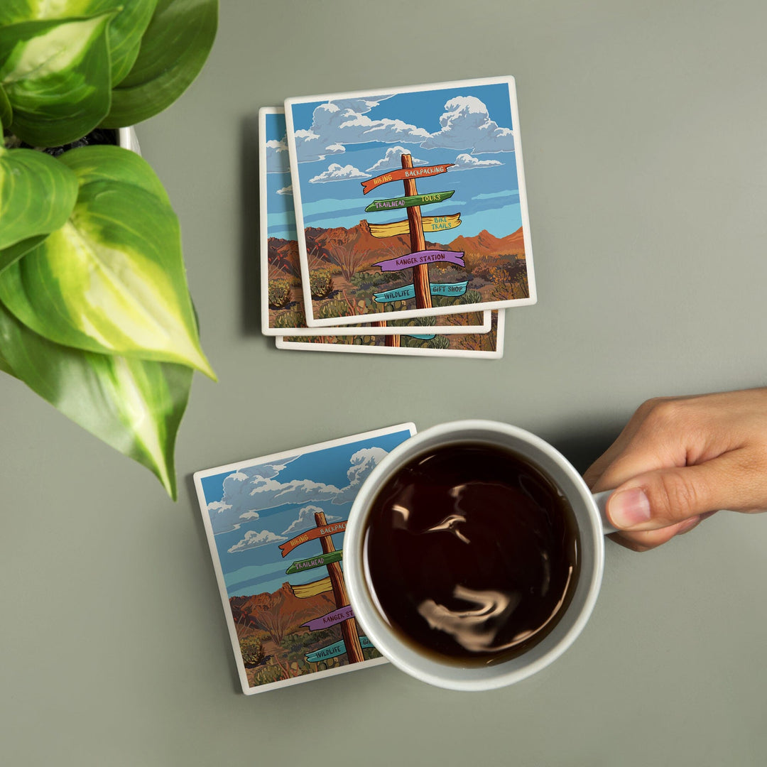 Signpost, Desert,, Coasters Coasters Lantern Press
