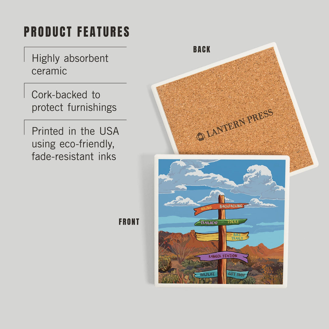 Signpost, Desert,, Coasters Coasters Lantern Press