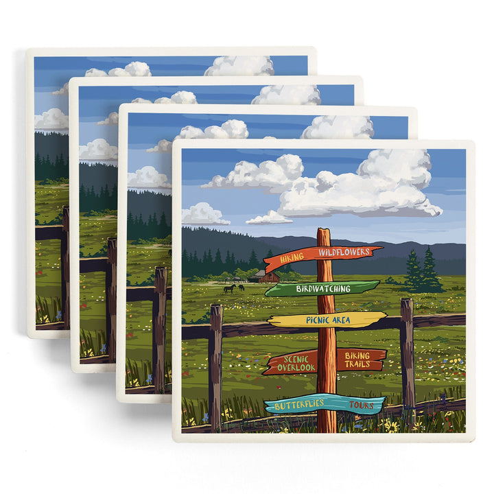 Signpost, Meadow, Coasters Coasters Lantern Press