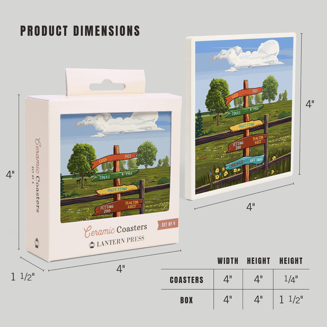 Signpost, Orchard, Coasters Coasters Lantern Press