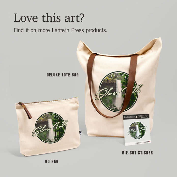 Silver Falls State Park, Oregon, South Falls, Contour, Lantern Press Artwork, Vinyl Sticker Sticker Lantern Press