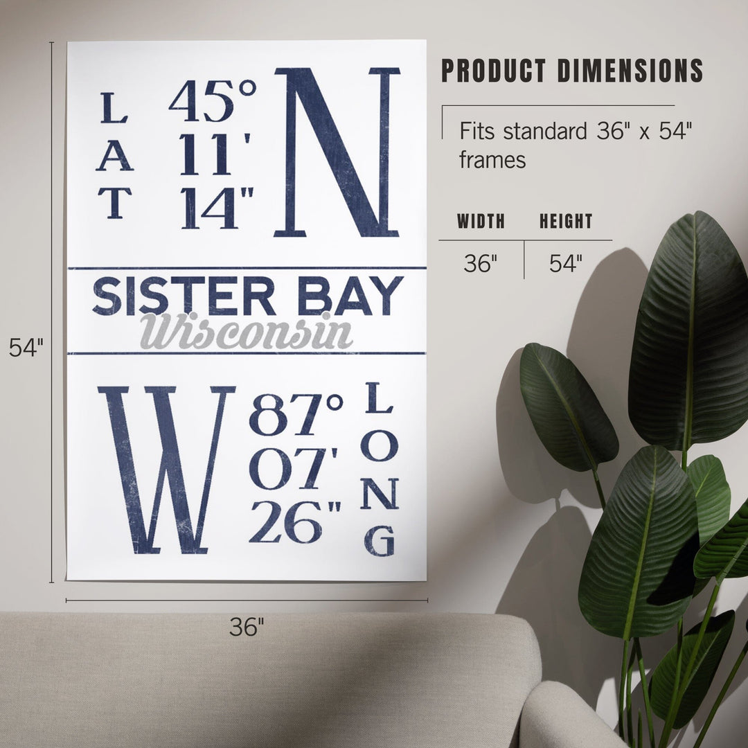 Sister Bay, Wisconsin, Latitude and Longitude, Art & Giclee Prints Art Lantern Press