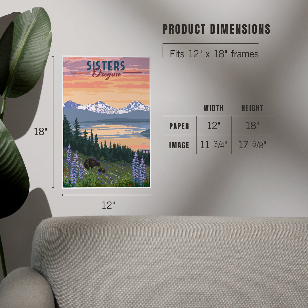 Sisters, Oregon, Bear and Spring Flowers, Art & Giclee Prints Art Lantern Press