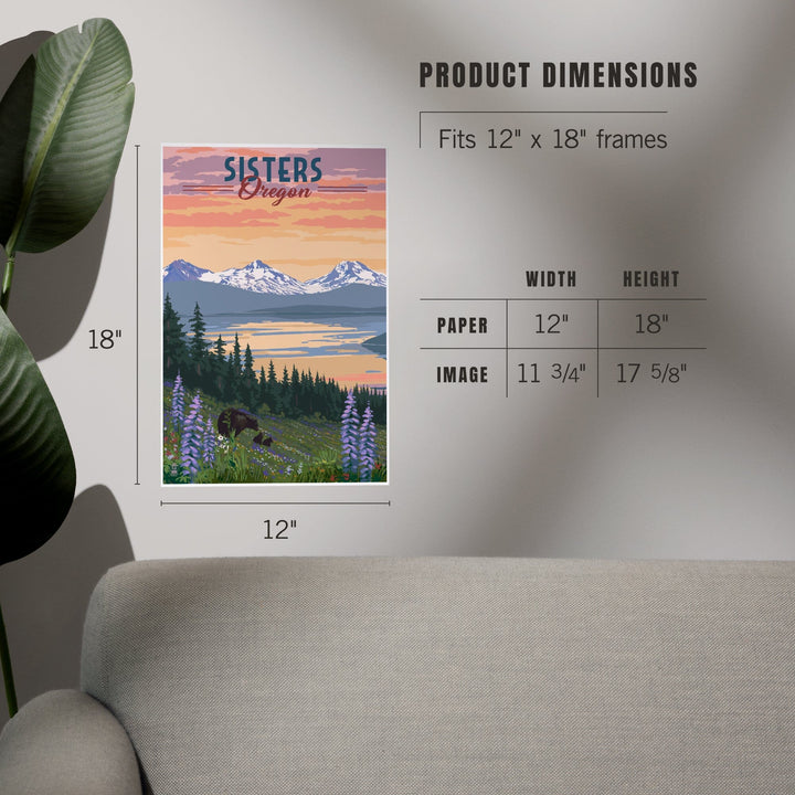 Sisters, Oregon, Bear and Spring Flowers, Art & Giclee Prints Art Lantern Press