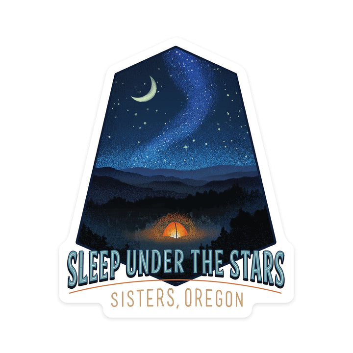Sisters, Oregon, Sleep Under the Stars, Contour, Vinyl Sticker Sticker Lantern Press