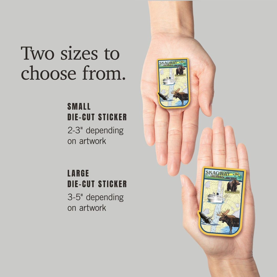 Skagway, Alaska, Nautical Chart, Contour, Vinyl Sticker Sticker Lantern Press