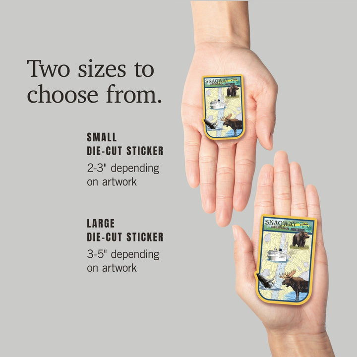 Skagway, Alaska, Nautical Chart, Contour, Vinyl Sticker Sticker Lantern Press