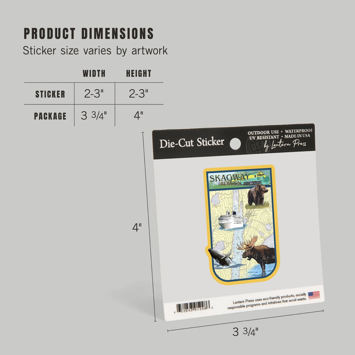 Skagway, Alaska, Nautical Chart, Contour, Vinyl Sticker Sticker Lantern Press