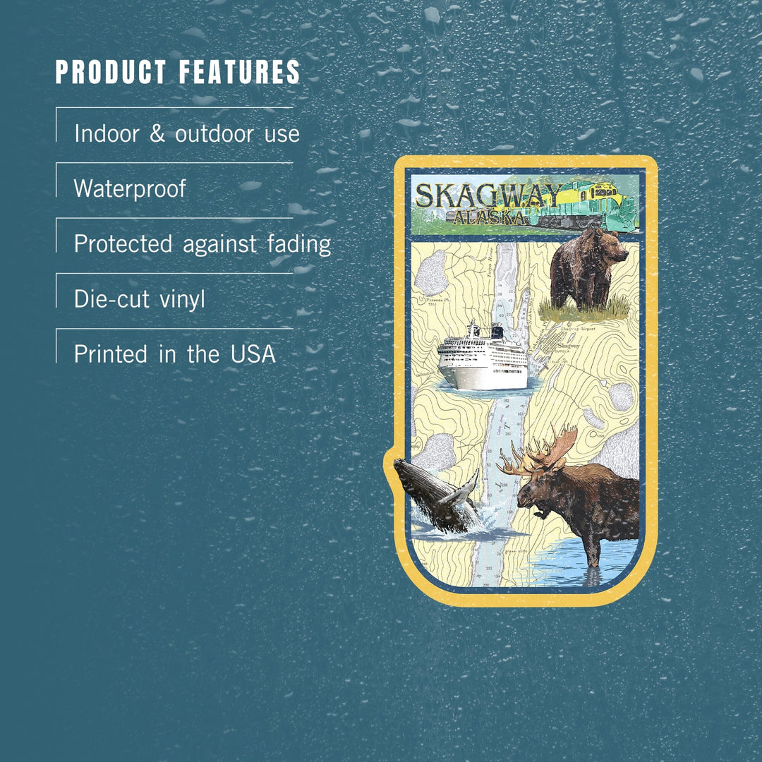 Skagway, Alaska, Nautical Chart, Contour, Vinyl Sticker Sticker Lantern Press